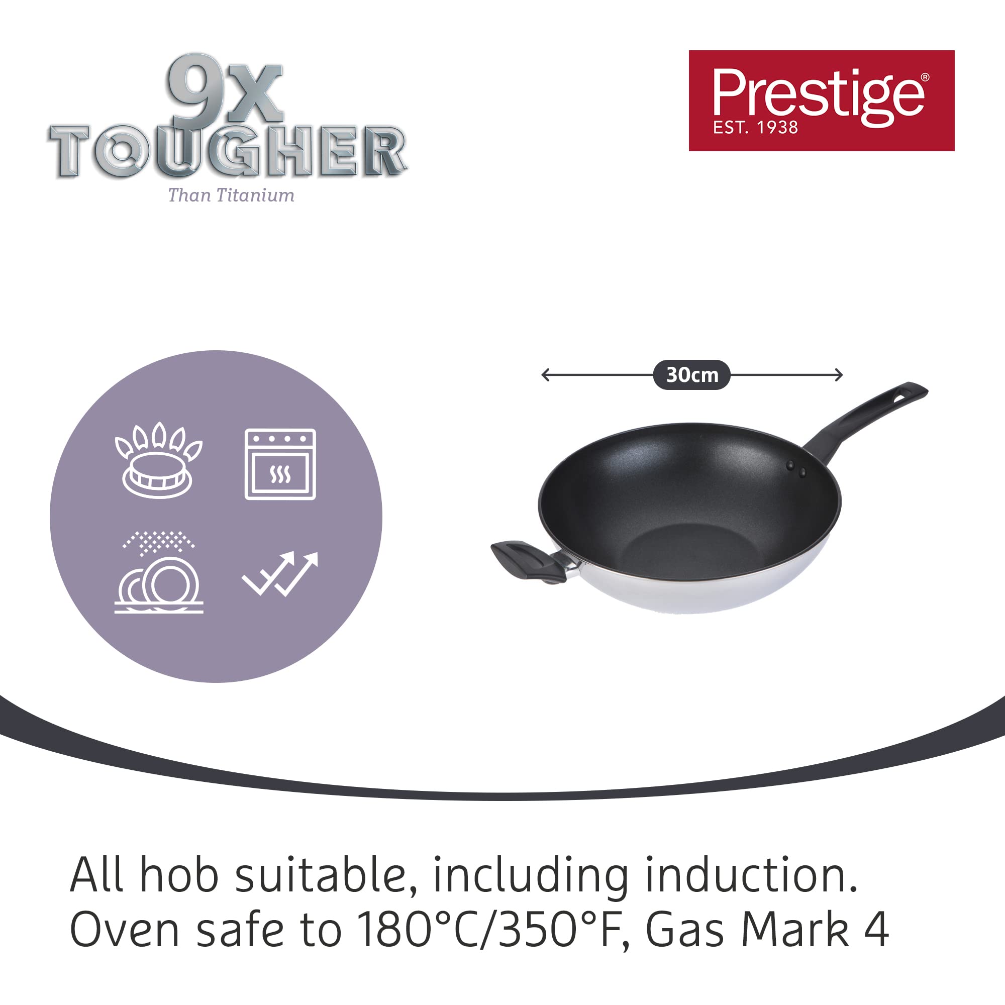 Amazon.co.jp: Prestige 9 x Tougher ステンレススチール 炒め鍋 30cm